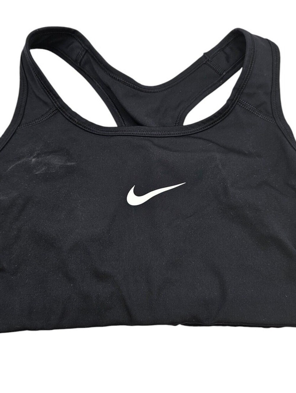 Nike Dri Fit Womens Sz S Classic Racer Back Sports Bra Black w/ White Letters